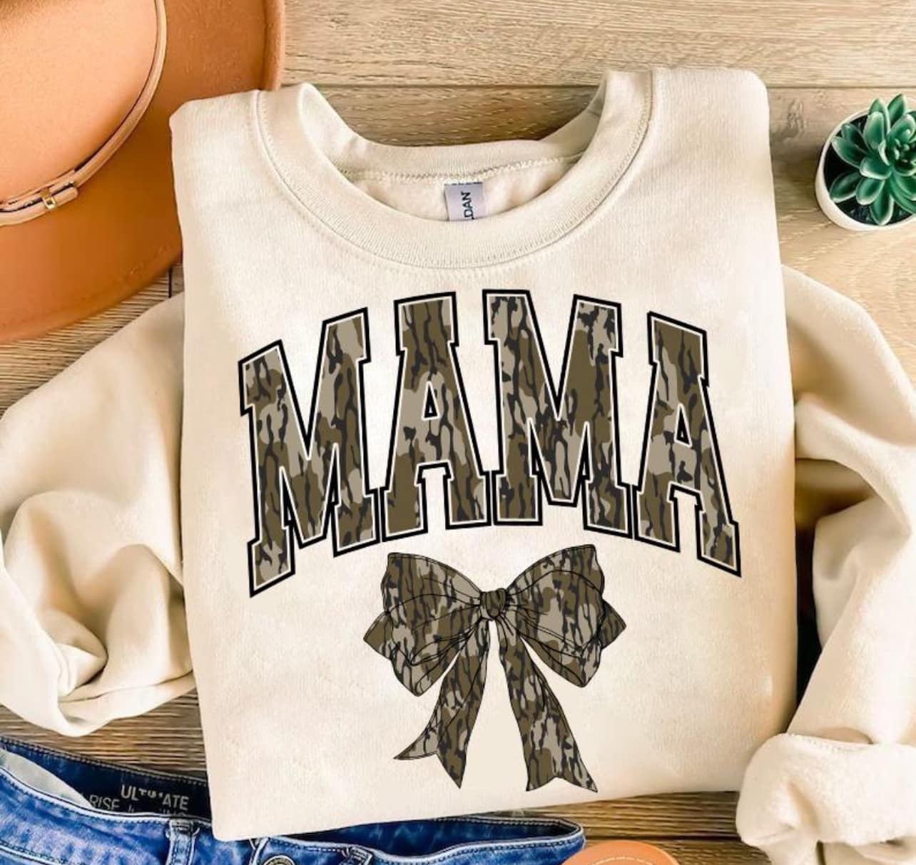 Camo Mama with bow shirt