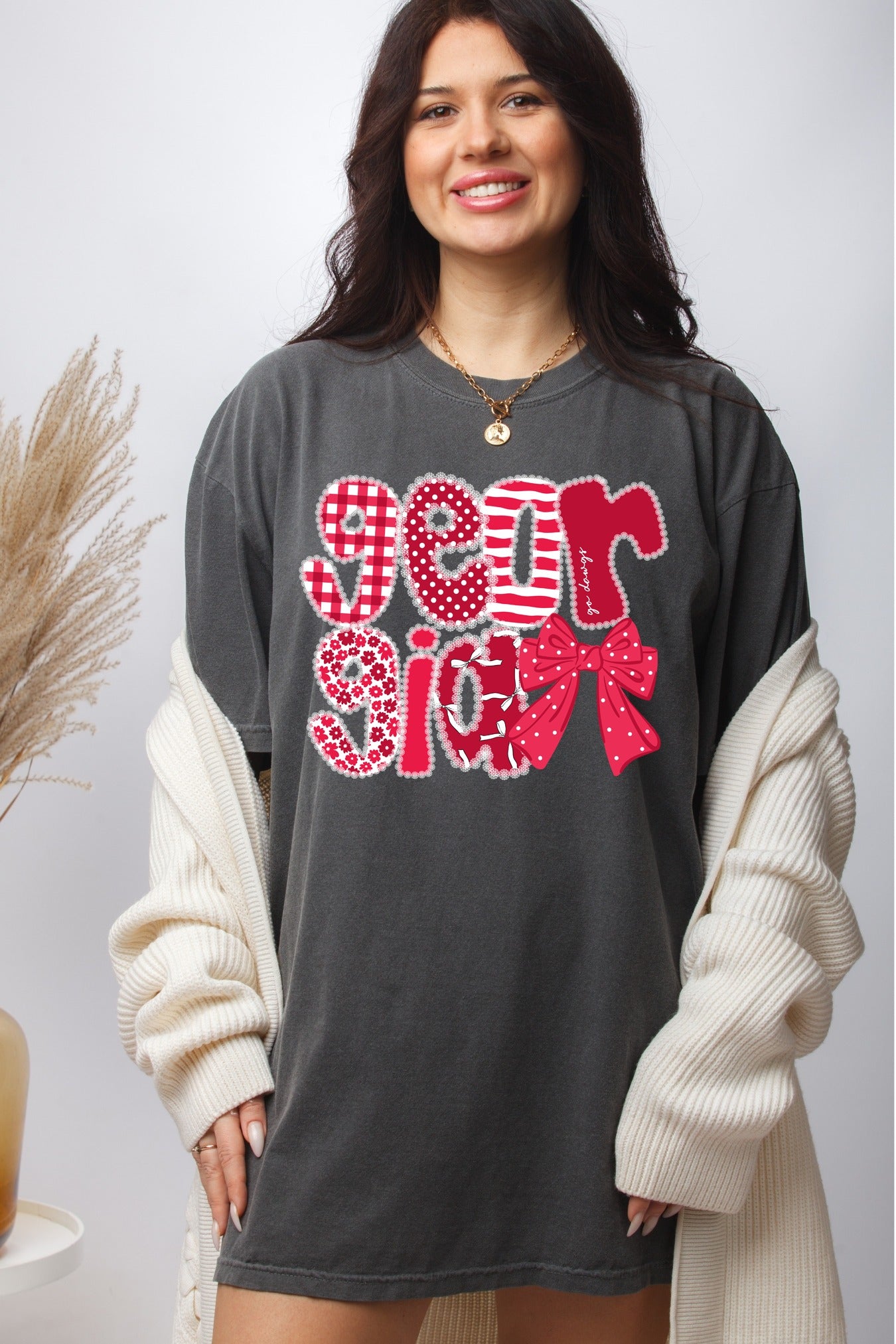 Red and White Pattern Georgia tee