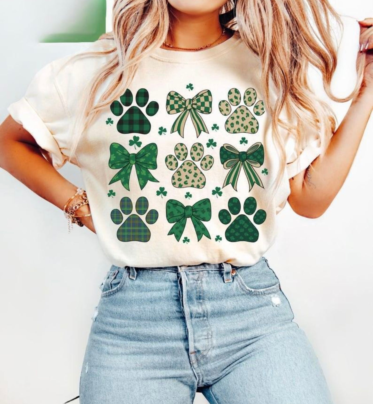 St Patrick paws and bows shirt