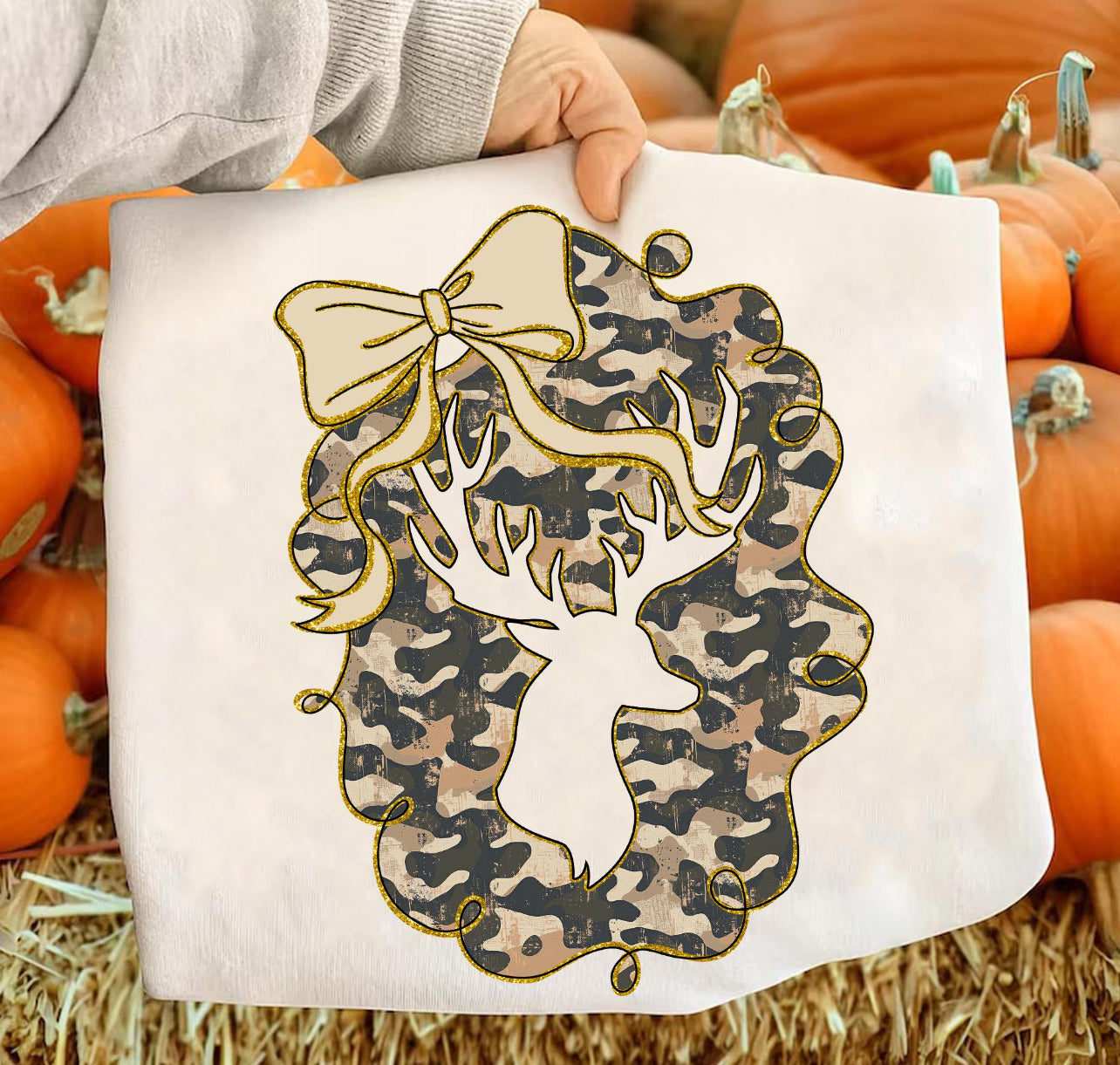 Camo frame with deer and bow tshirt