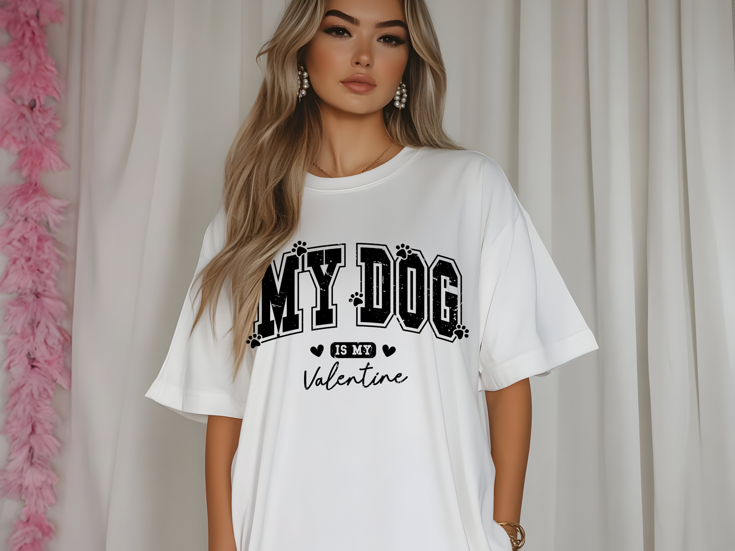 MY DOG IS MY VALENTINE BLACK LETTER SHIRT