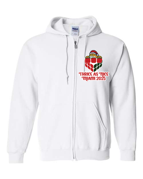 Thrice as Nice Miami Cubing Cubers POCKET PRINT ZIP FRONT HOODIE