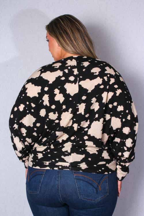 Women's Plus Dolman Sleeve Round Neck Printed Top