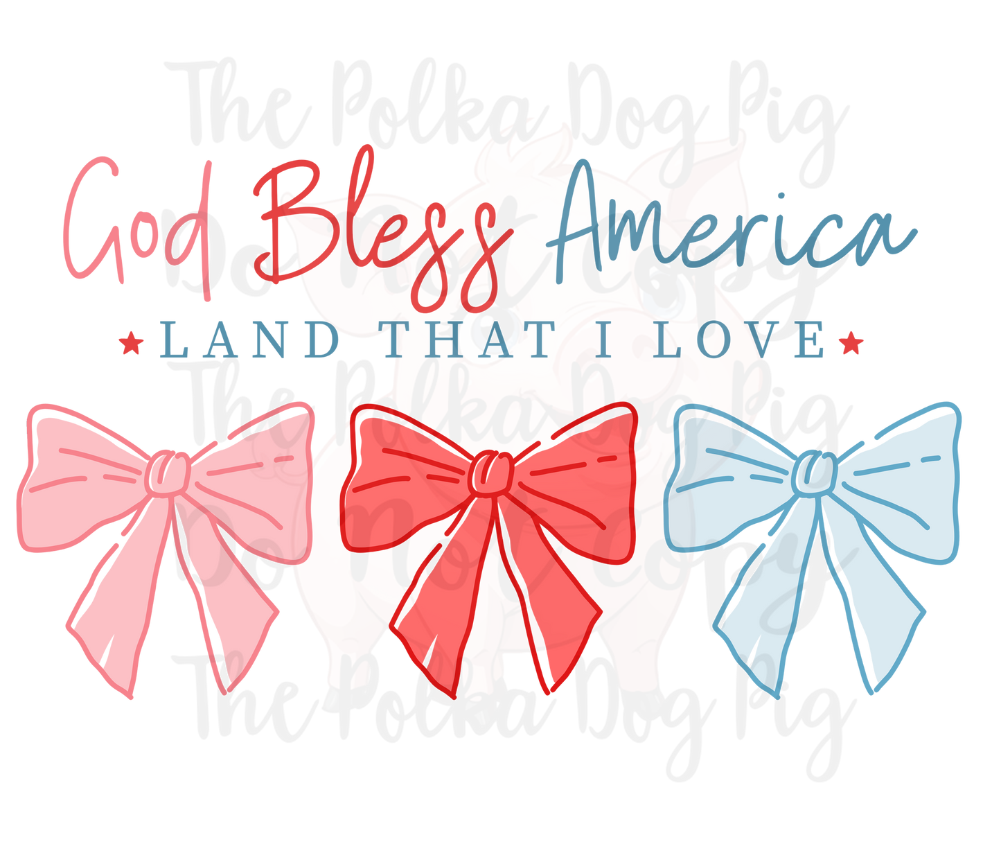 God Bless America with bows print only