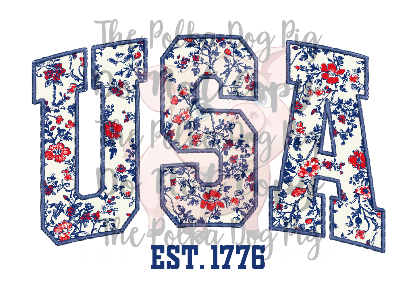 USA floral letters print ONLY