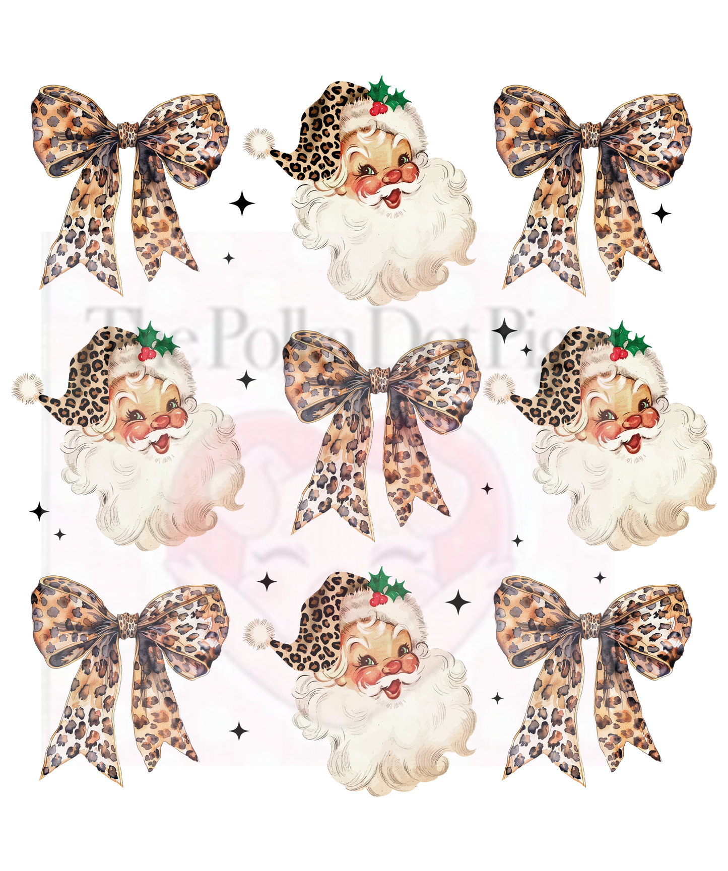 9 image santa and leopard bows print only