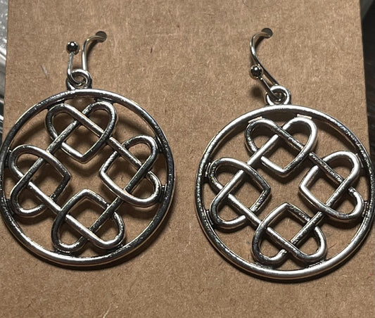 Round silver scroll earrings