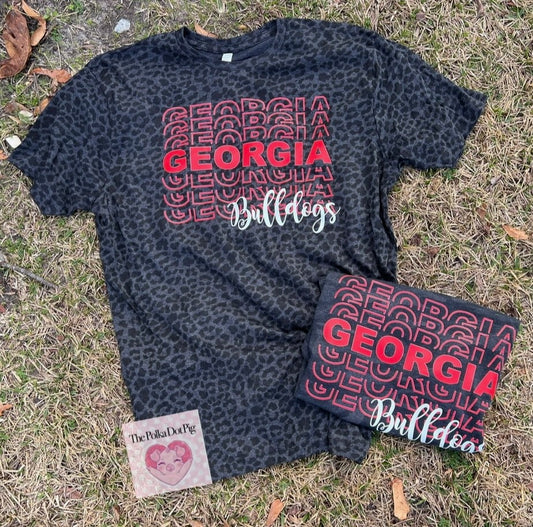 Black leopard or camo Georgia Bulldog tee