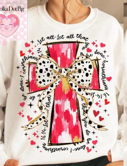 Valentine Dalmatian ribbon cross shirt