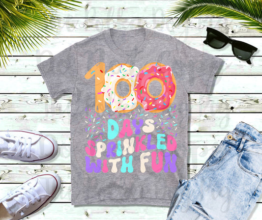 100 days sprinkled with fun with donuts tee
