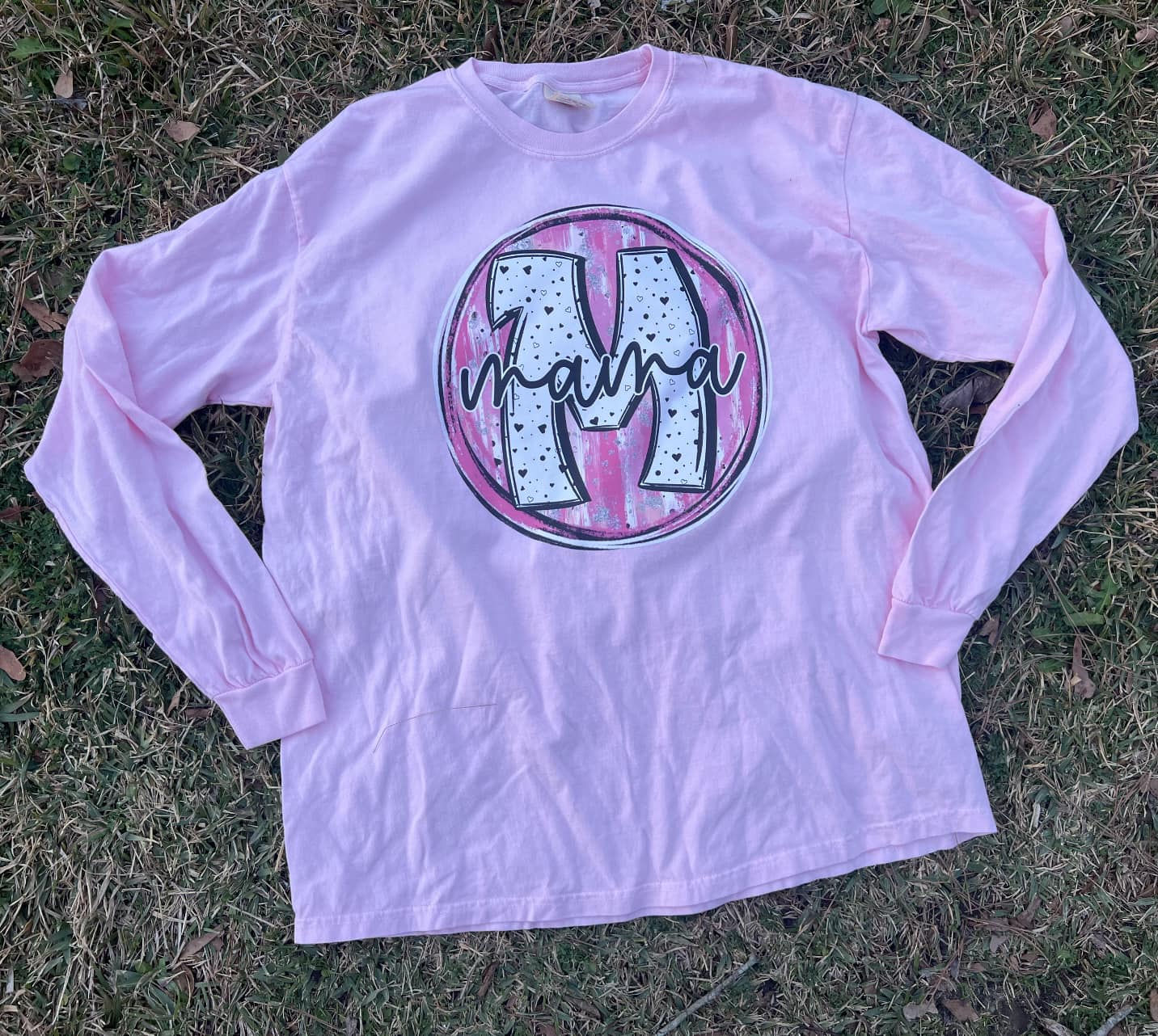 Round pink paint swatch mama shirt