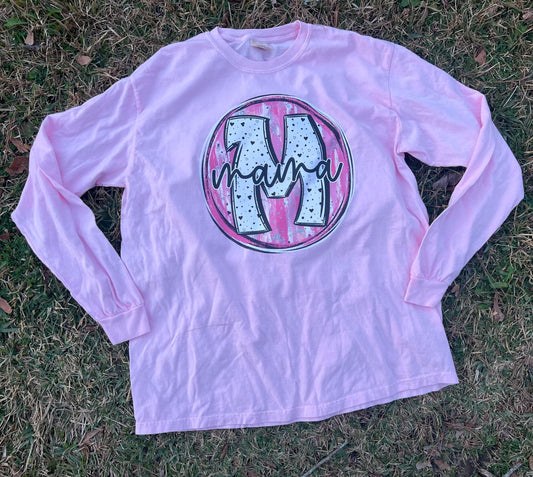Round pink paint swatch mama shirt