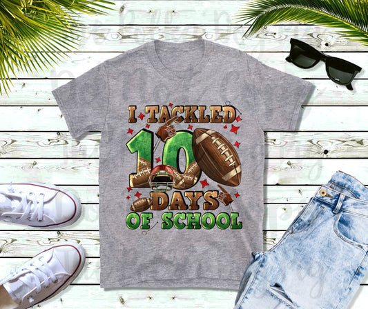 i tackled 100 days of school with football, stars, and foam fingers tee