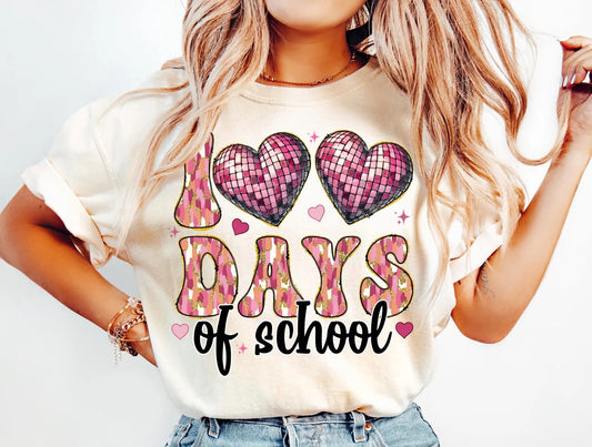 100 DAYS OF SCHOOL WITH DISCO HEARTS SHIRTS