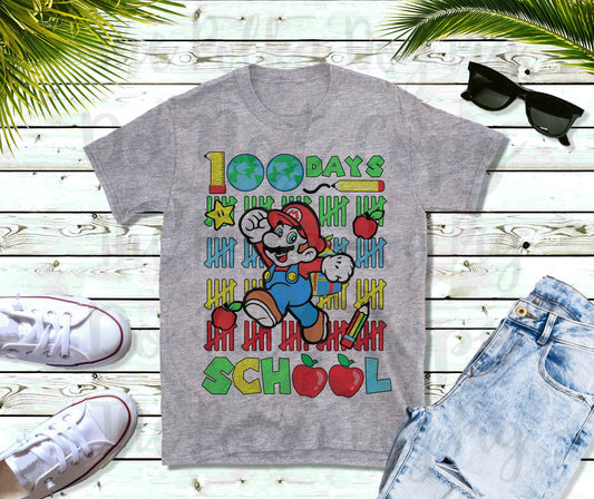 100 days of school tally marks mario tee