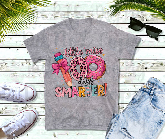 little miss 100 days smarter with donuts tee