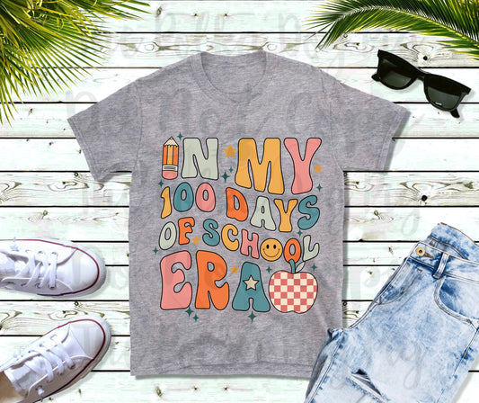 in my 100 days of school era with a checkered apple tee