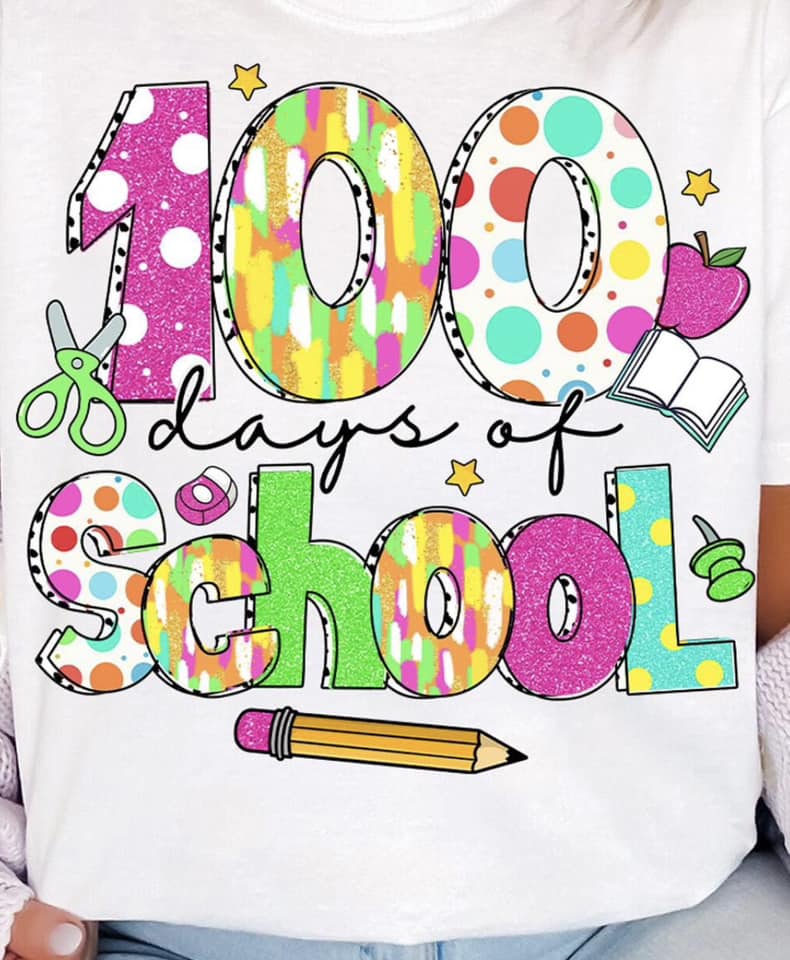 polka dot 100 days of school tee