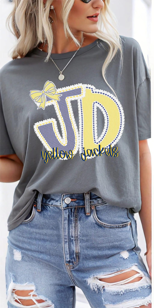 Jd ruffle and pearl tees