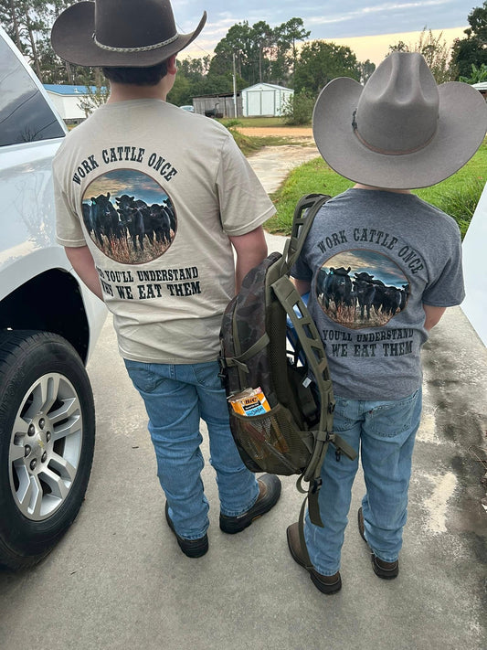 Spires cattle company, work cattle once you'll understand why we eat them tee