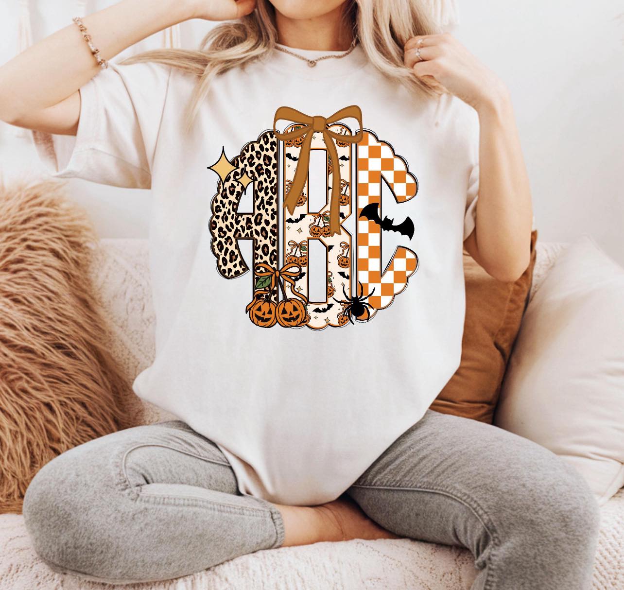 Halloween monogram tee