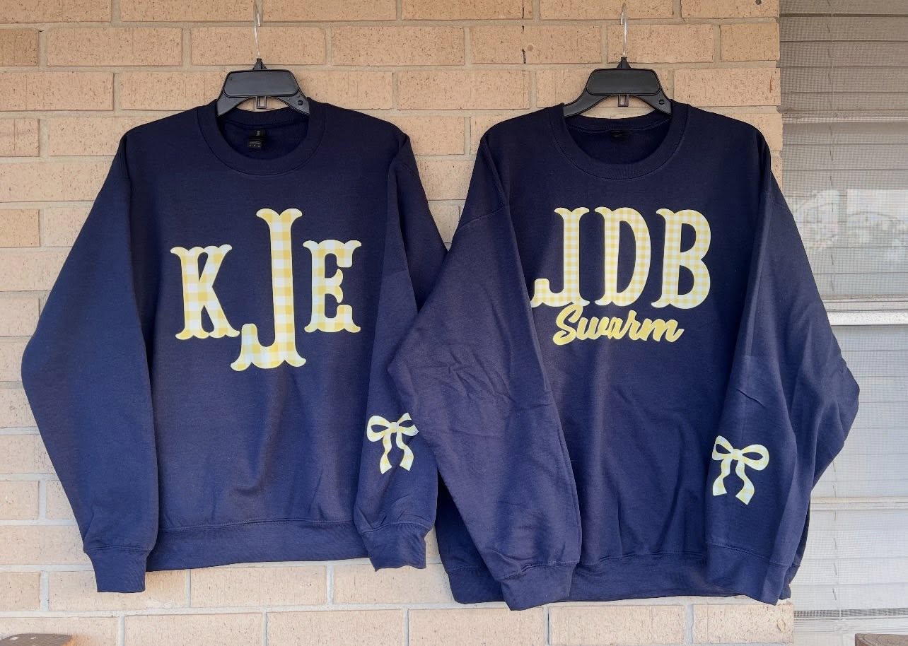 yellow plaid initial sweatshirt