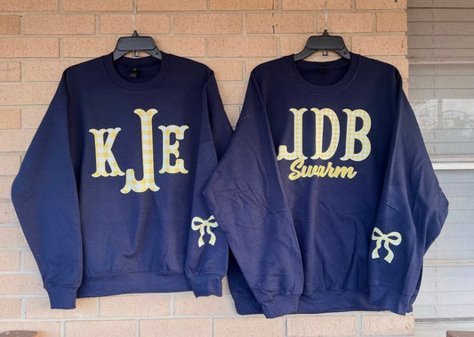 yellow plaid initial sweatshirt