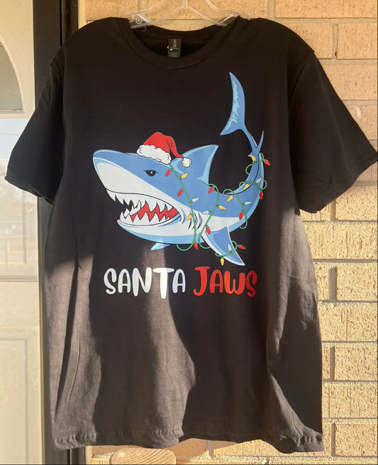 Santa JAWS shark tee