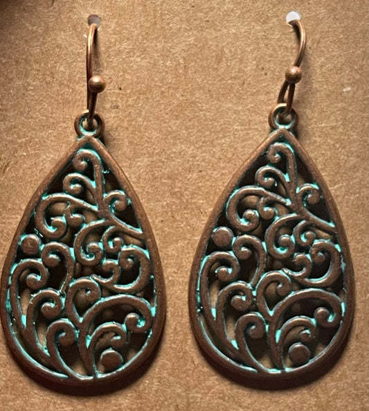 Bronze antique scroll design earrings