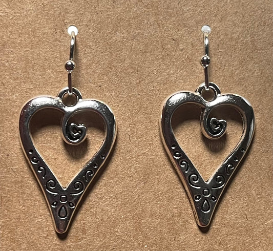 Silver heart design earrings