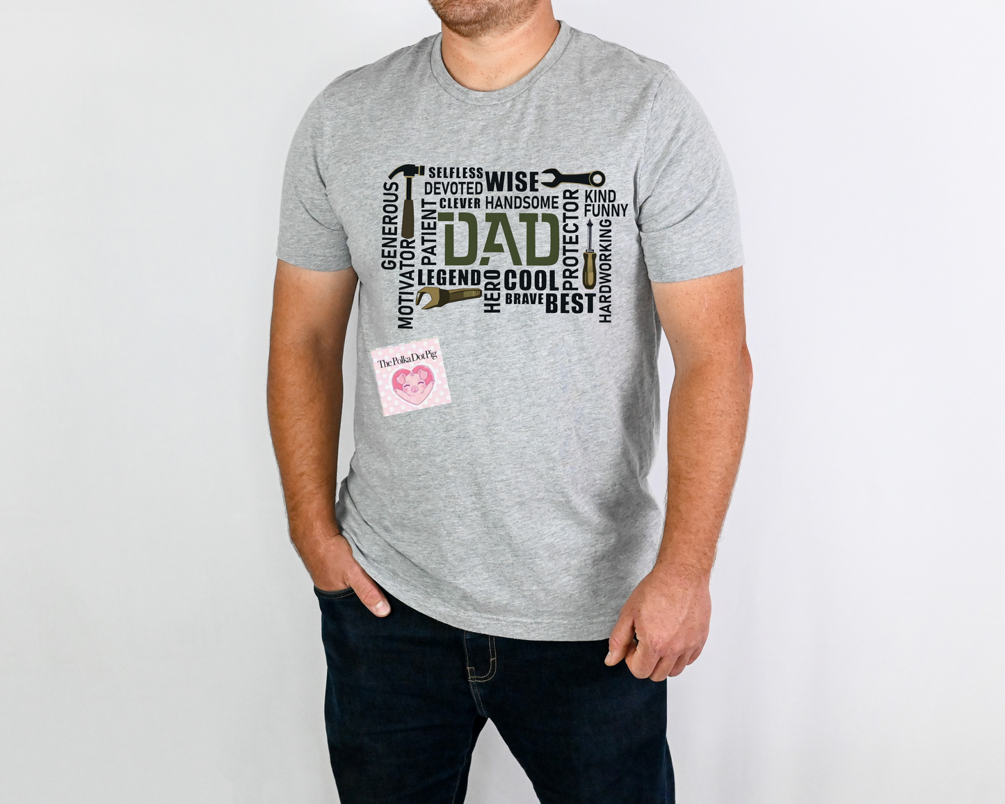 Dad with descriptive words tee