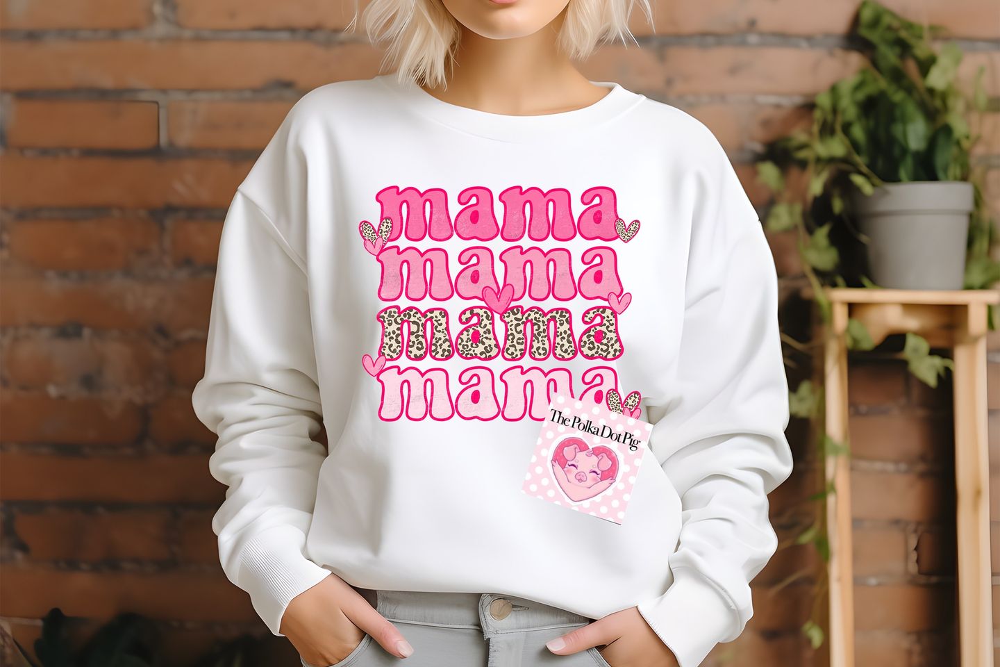 Pink & Leopard Repeating "Mama" DTF or Sublimation Transfer ONLY