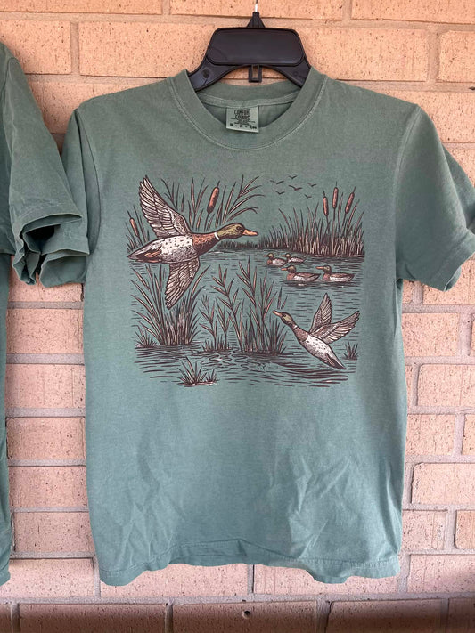 Retro Flying Mallard Duck tee