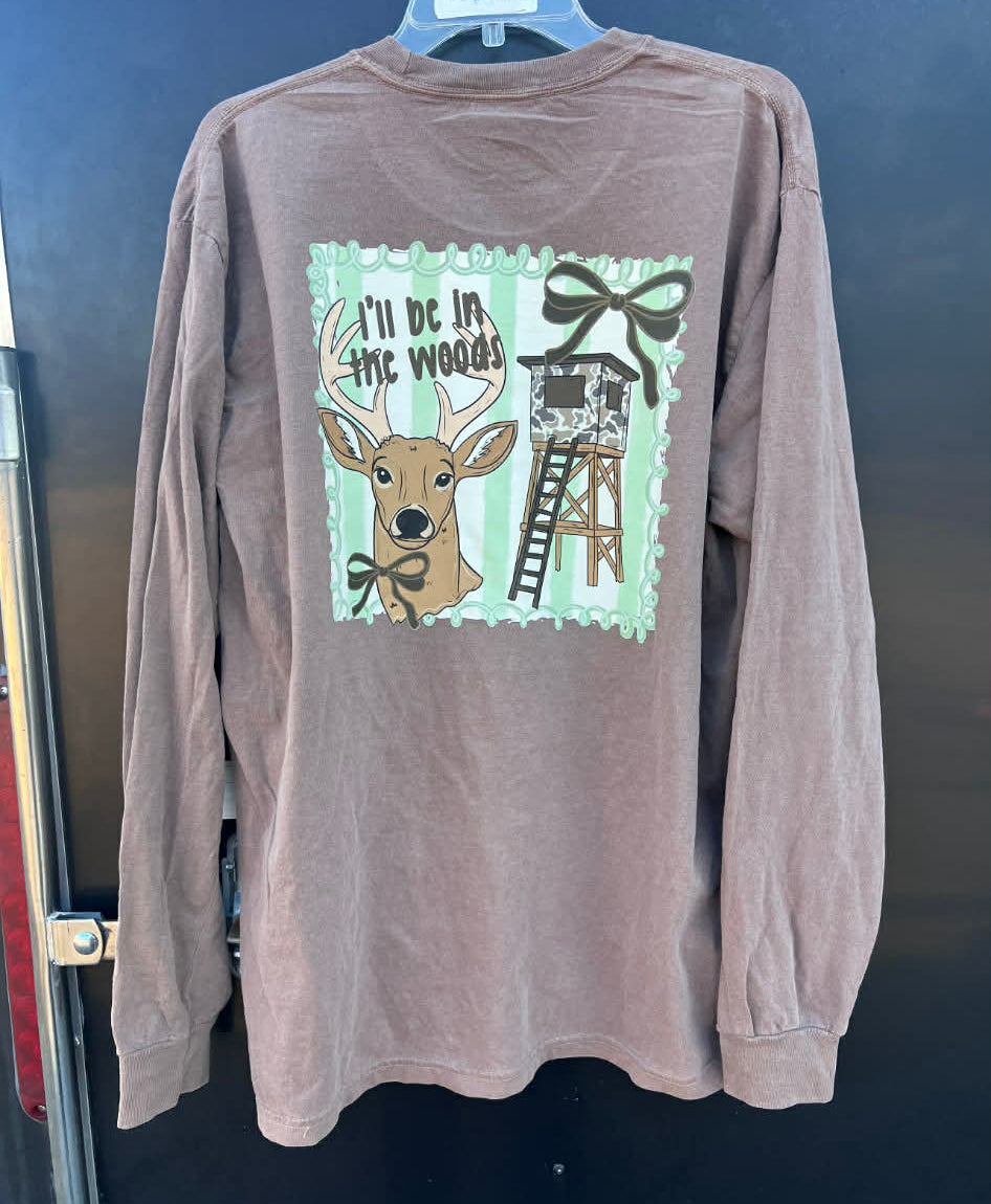 I'll be in the woods with bows and camo box stand tee