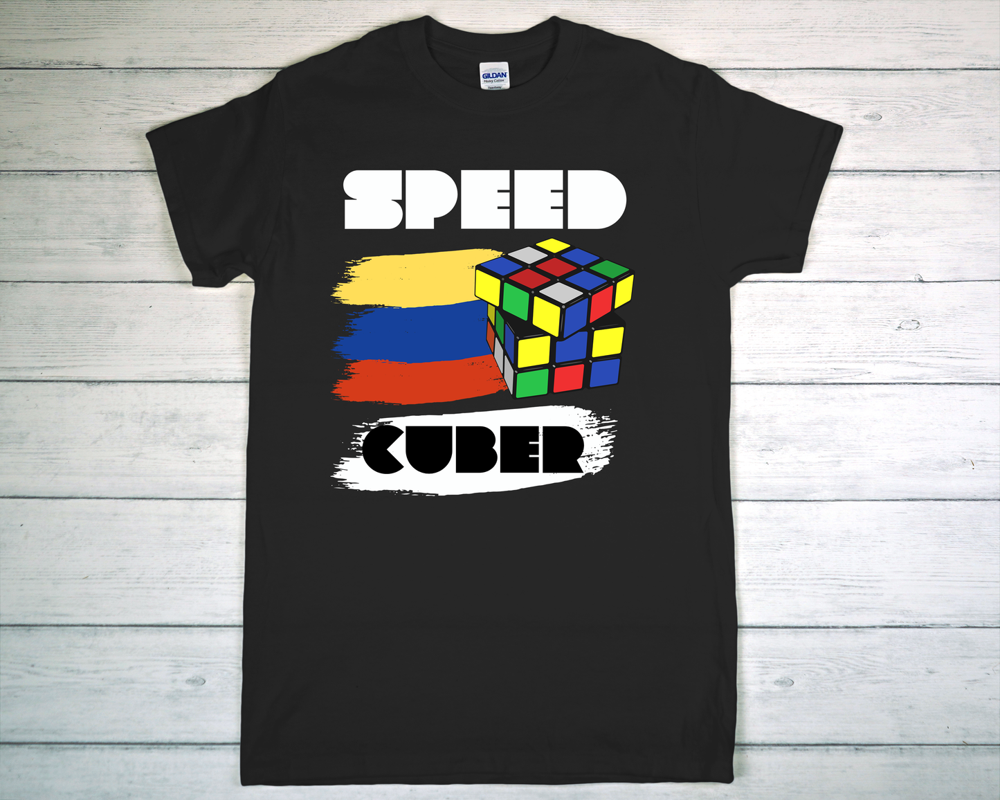 Speed Cuber with Paint Brush swoosh tee