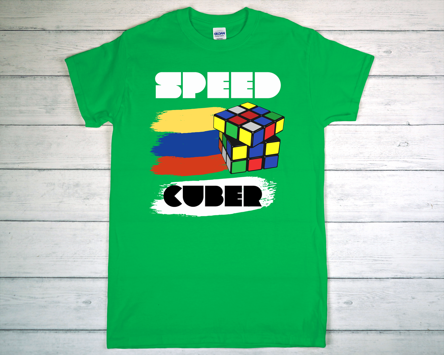 Speed Cuber with Paint Brush swoosh tee