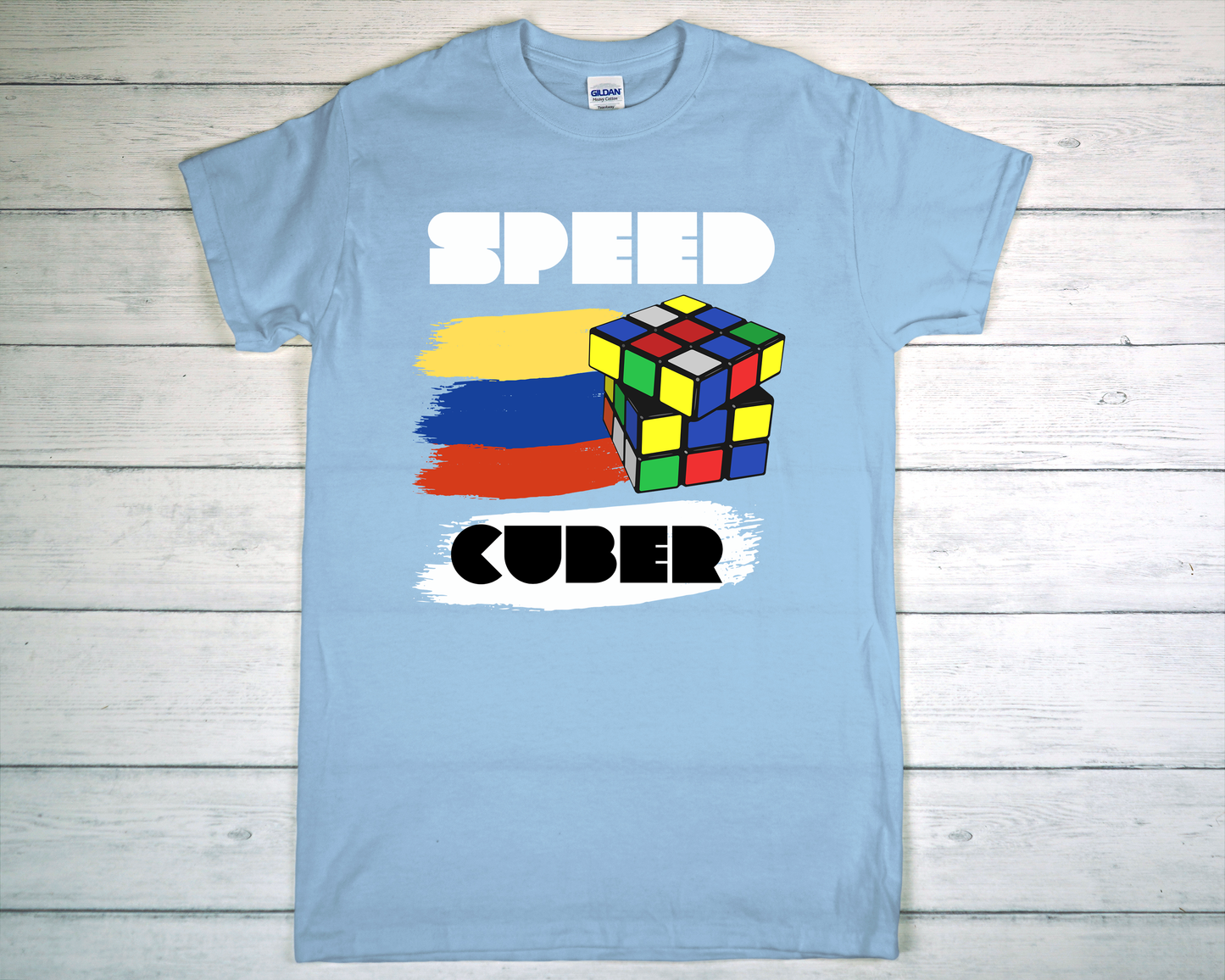 Speed Cuber with Paint Brush swoosh tee
