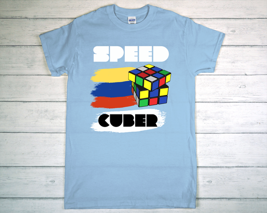 Speed Cuber with Paint Brush swoosh tee