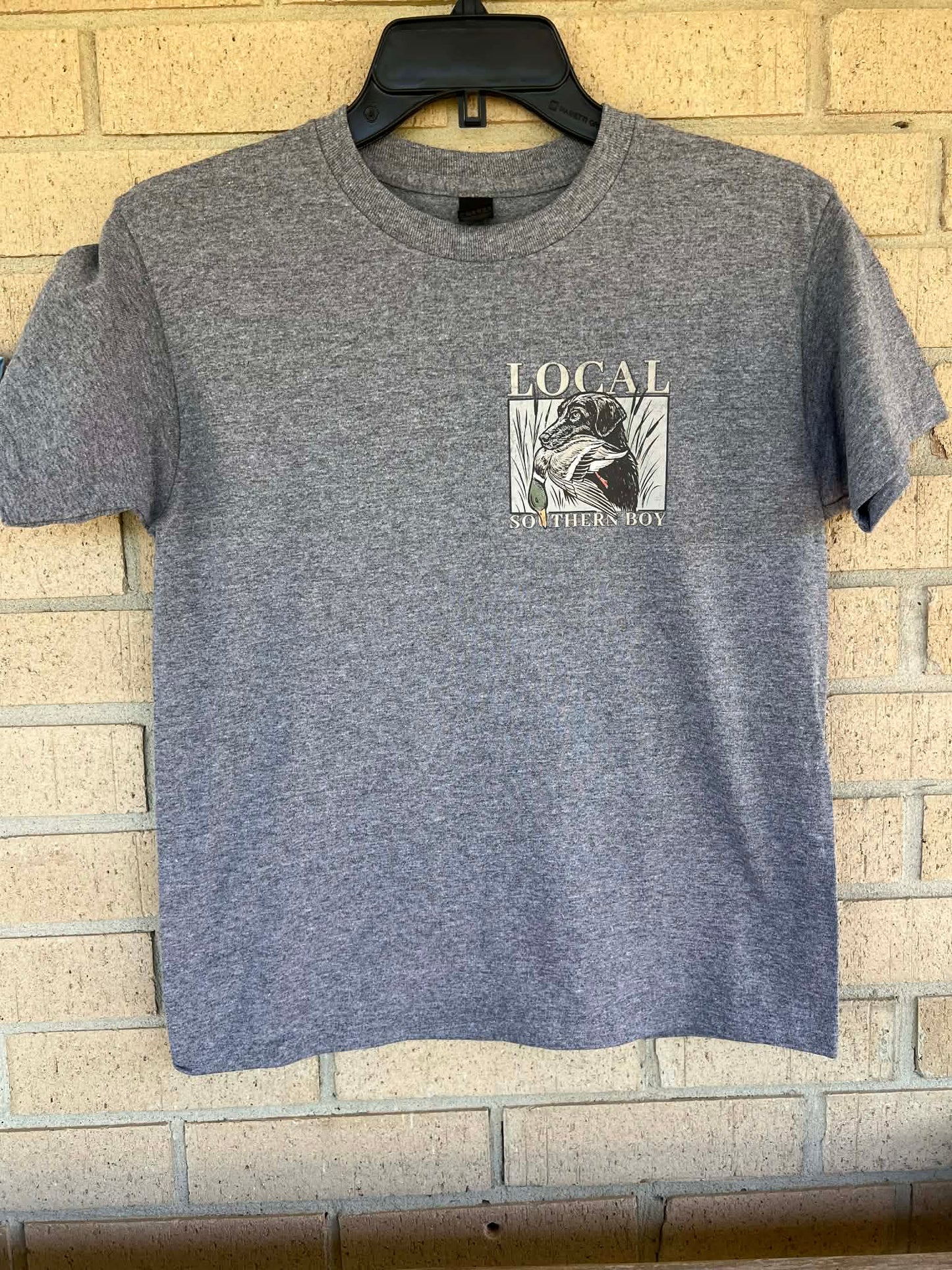 Black lab with duck local southern boy tee