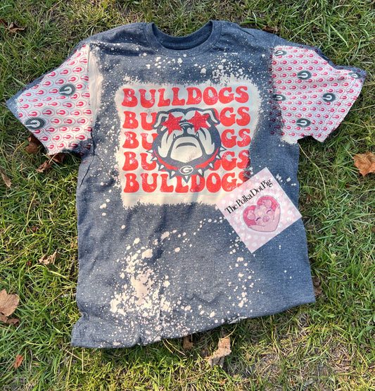 Bulldogs tee with bleached front and sleeves