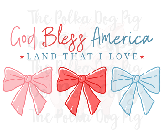 God Bless America with bows print only