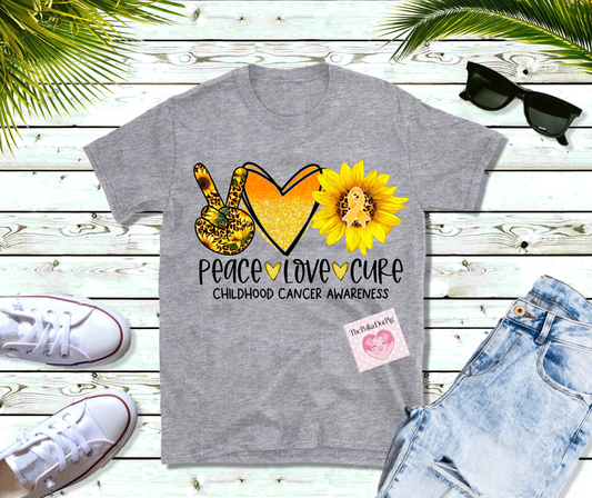 Peace Love Cure Childhood Cancer Shirt