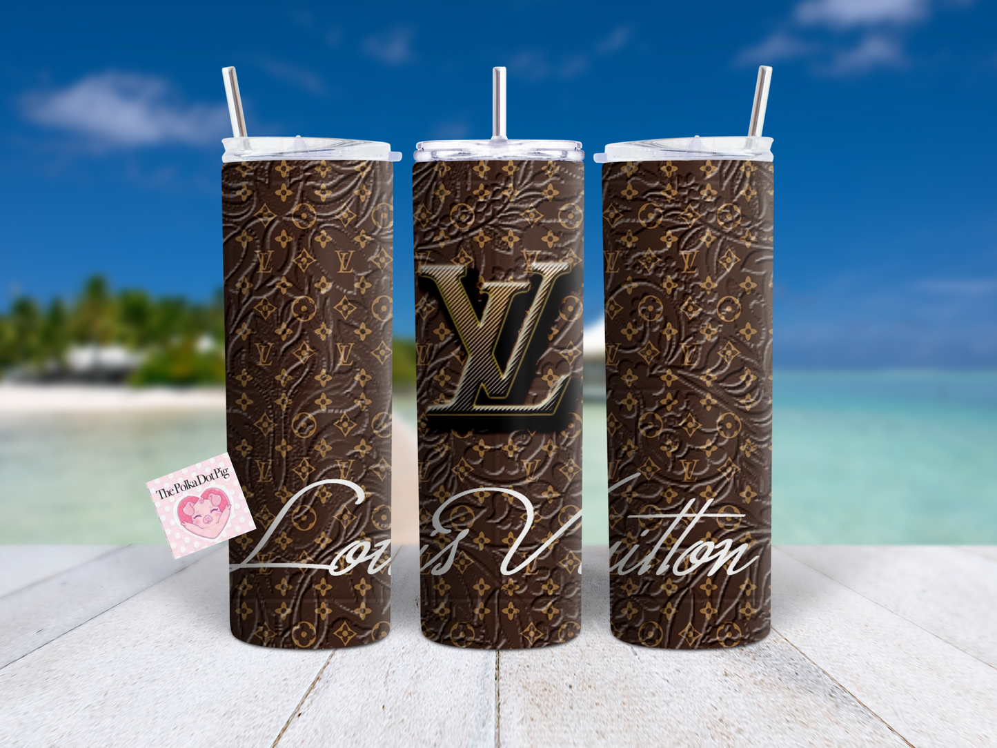 LV Brown Embossed Look Tumbler