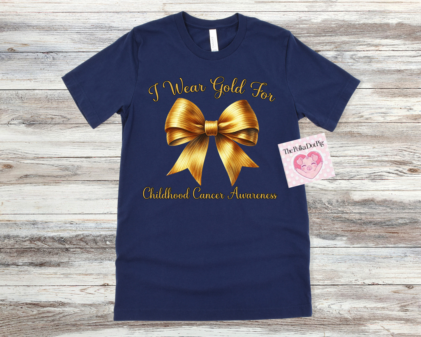 I Wear Gold For Childhood Cancer Awareness with Bow Shirt