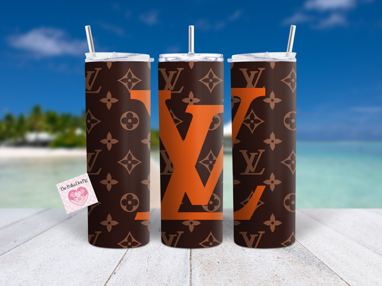 LV Brown and Orange Tumbler