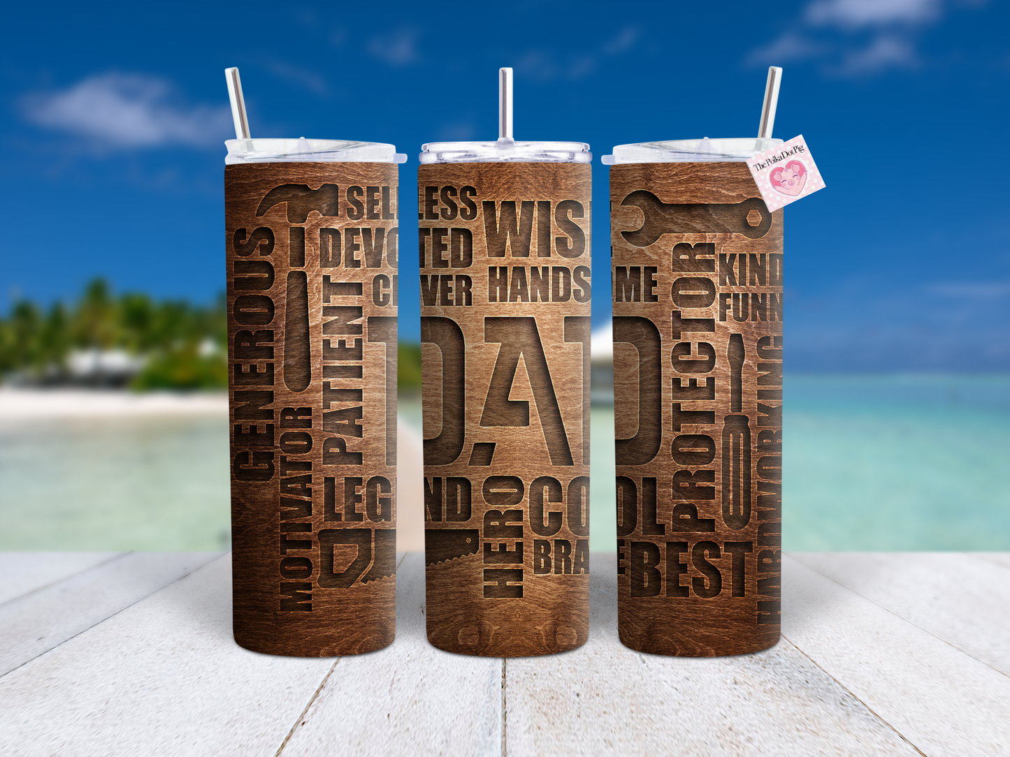 Dad Art Words Woodgrain Tumbler