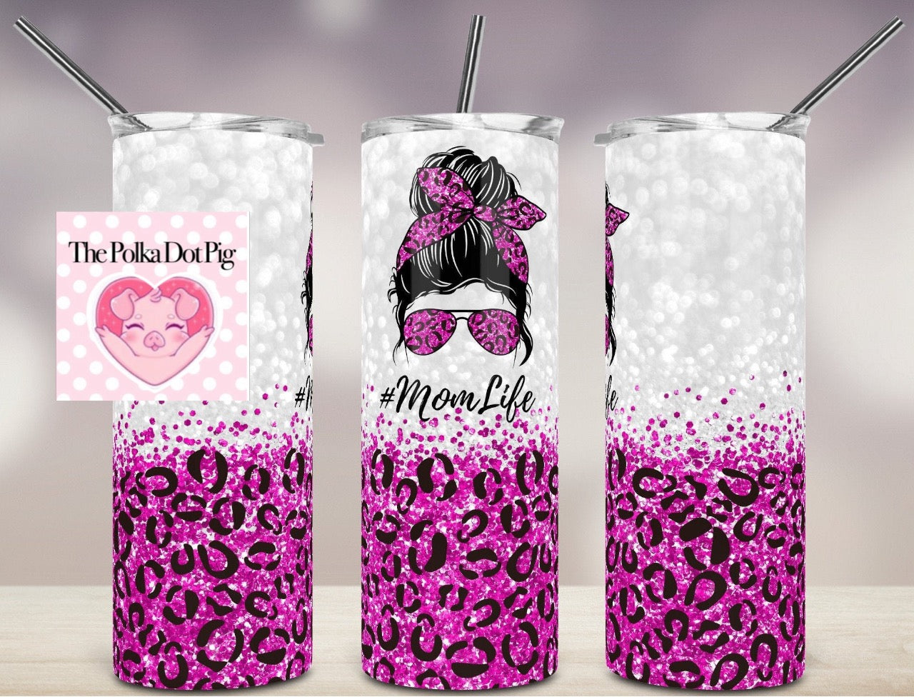 Pink leopard mama tumbler