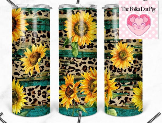 Leopard sunflower tumbler