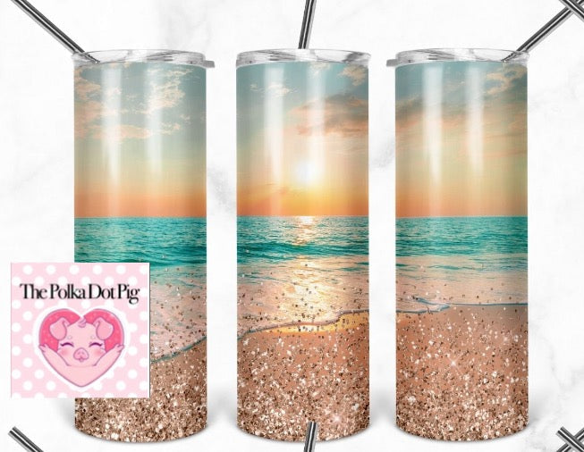 Beach scene tumbler