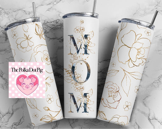White and gold Mom Tumbler
